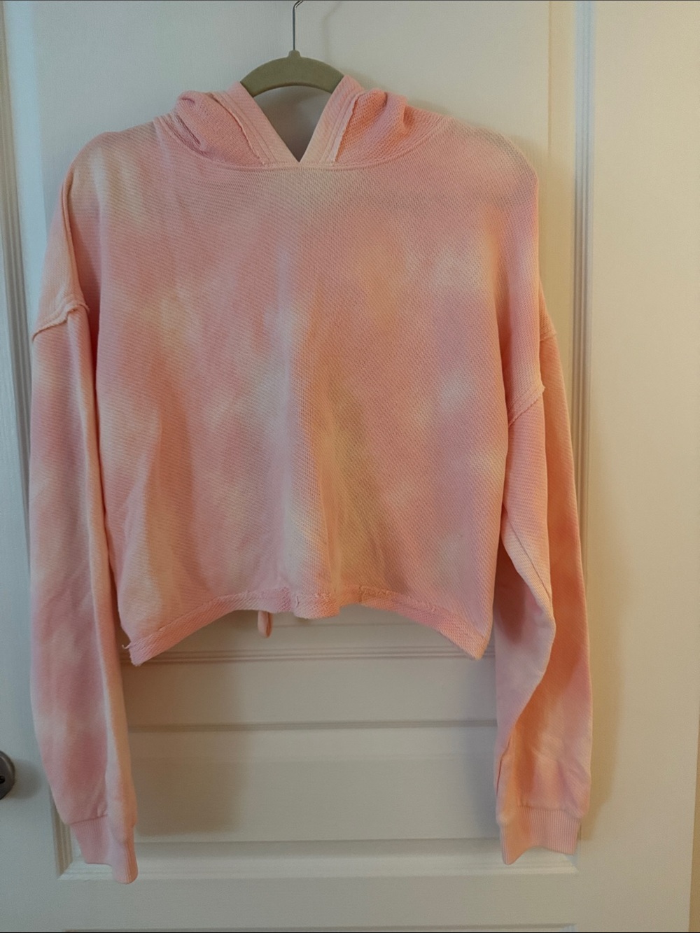 Cropped light peach Tie-Dye Hoodie for Women